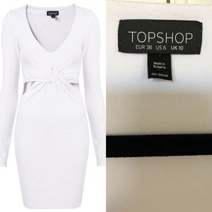 Topshop White long sleeve cut out dress